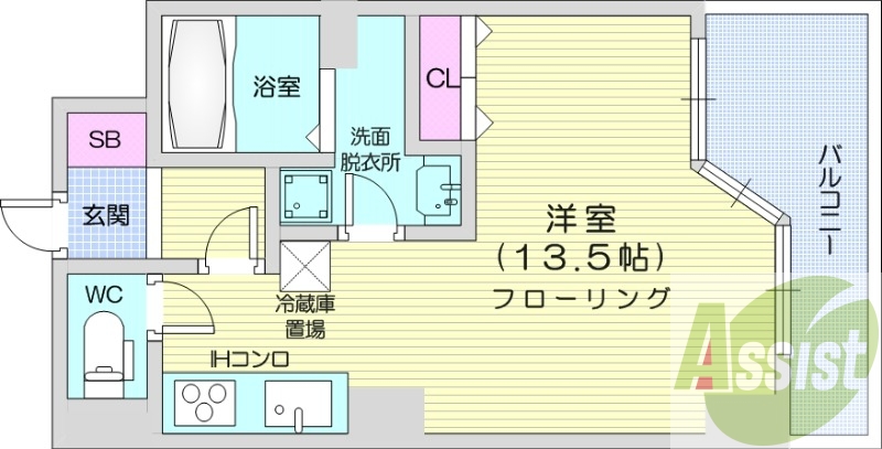 1R、宅配ボックス、オール電化、IHシステムキッチン