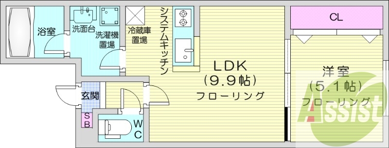 1ＬＤＫ、エアコン、システムキッチン、ネット無料