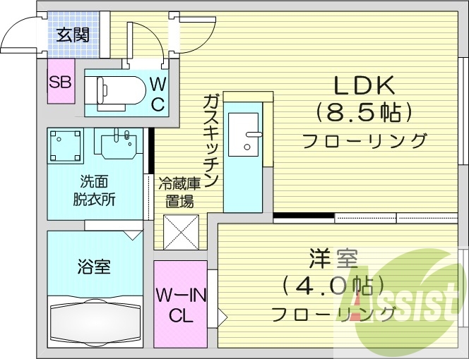 1LDK、浴室乾燥機、エアコン、オートロック、ネット無料