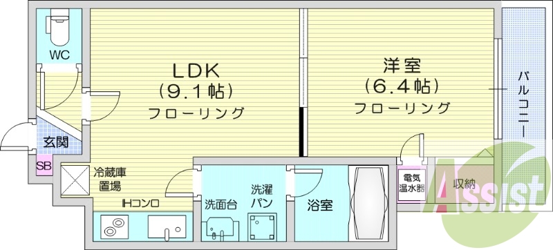 1LDK、電気暖房、収納、モニターホン、シャワートイレ