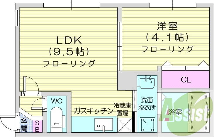 1LDK、オートロック、エアコン、モニターホン