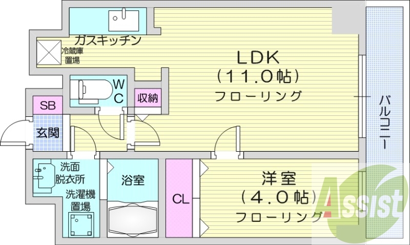 1LDK、オートロック、灯油暖房、シャンプードレッサー