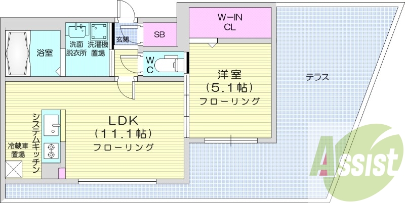 1LDK、エアコン、灯油暖房、ネット無料