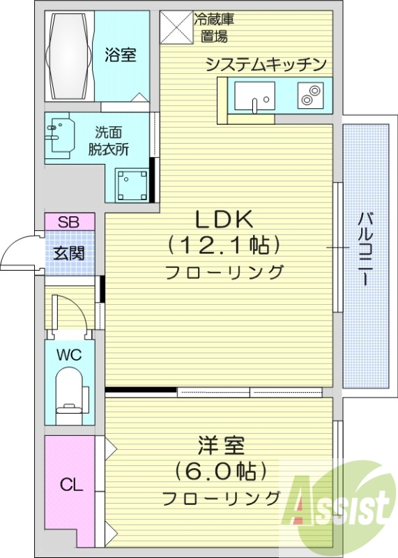 1LDK、エレベーター、インターネット無料