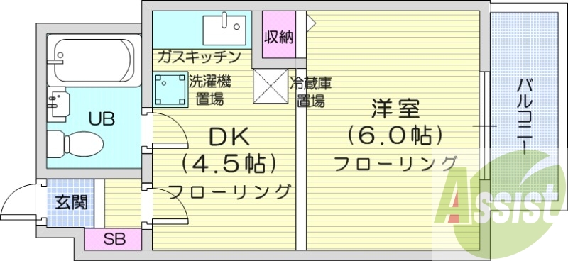 1DK、都市ガス、インターネット無料、ペット可