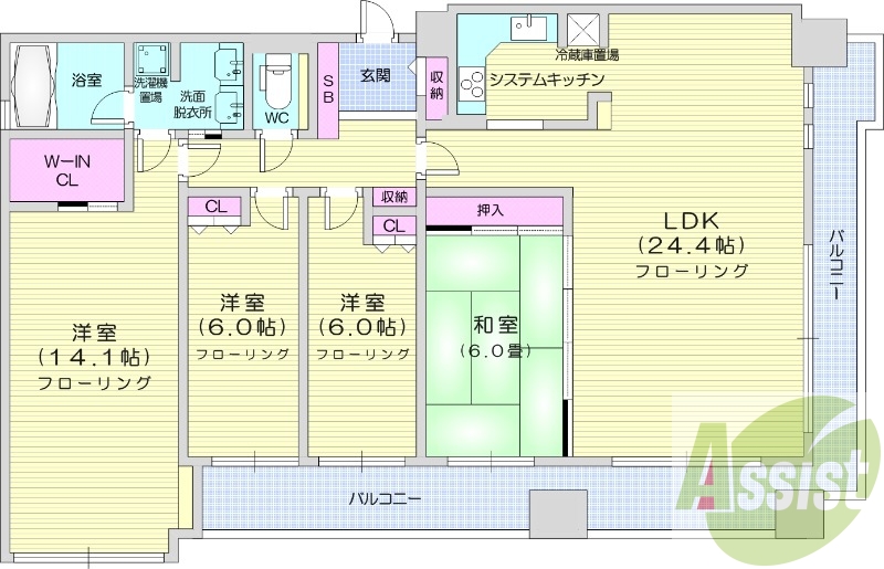 4LDK、オートロック、角部屋、ペット可、ネット無料