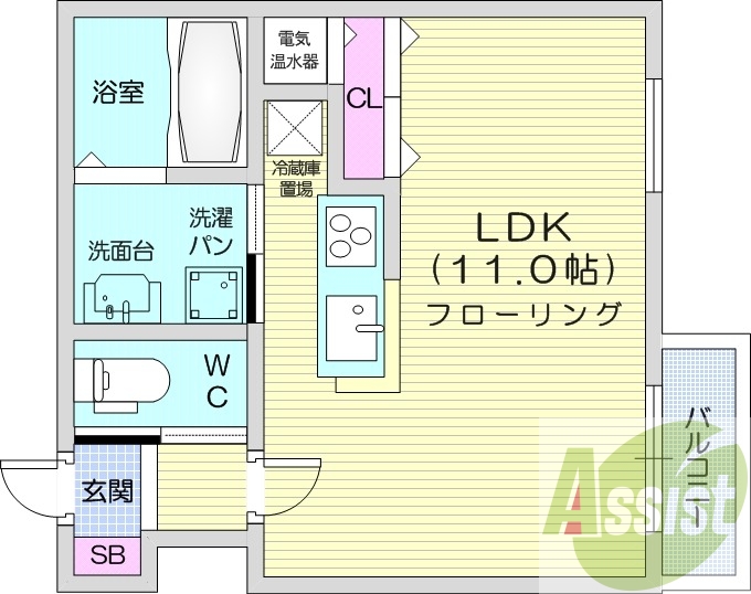 1K、オール電化、インターネット対応