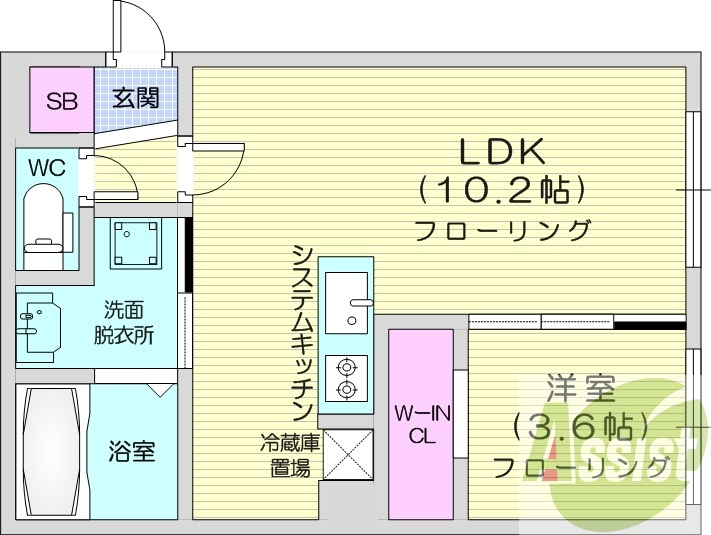 1LDK、ガスリミット、エアコン、ペット相談可