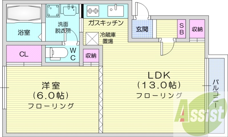 1LDK、インターネット無料、ロードヒーティング