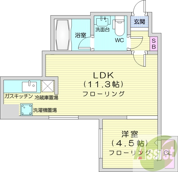 1LDK、エアコン、オートロック、ネット無料