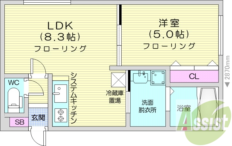1LDK、エアコン、システムキッチン、灯油暖房、ネット無料