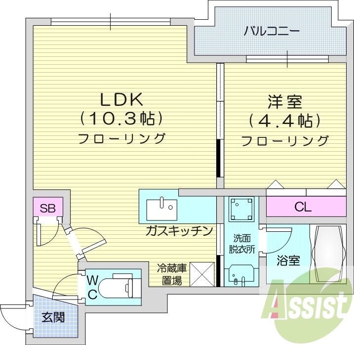 1LDK、エアコン、角部屋、ネット無料、宅配ボックス