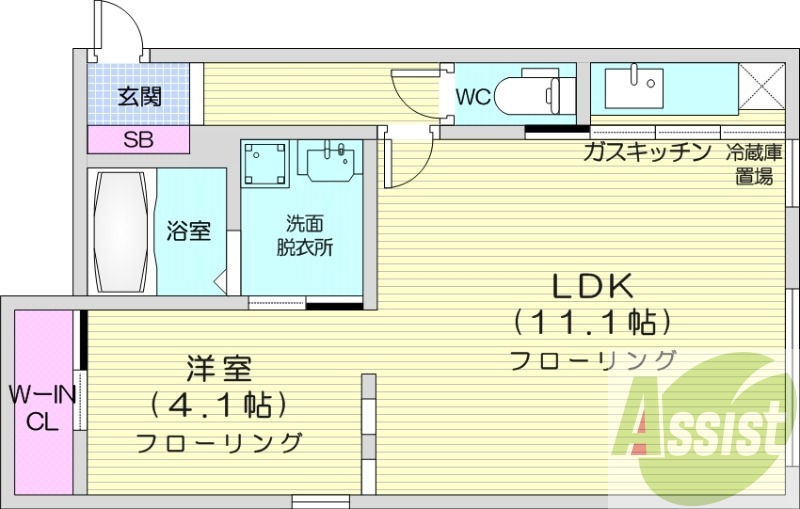 1LDK、角部屋、エアコン、追い炊き、灯油暖房