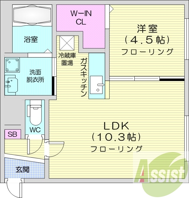 1LDK、エアコン、浴室乾燥機、ネット無料