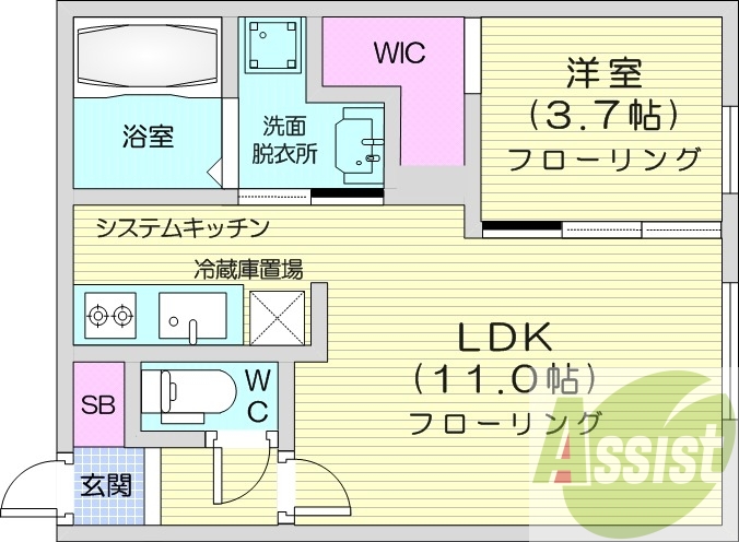 1LDK、エアコン、ウォークインクローゼット、宅配ボックス