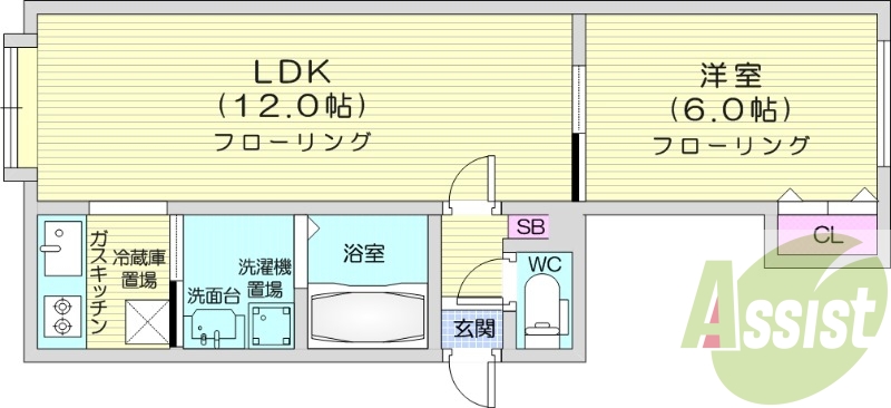 1LDK、エアコン、カメラ付きインターホン