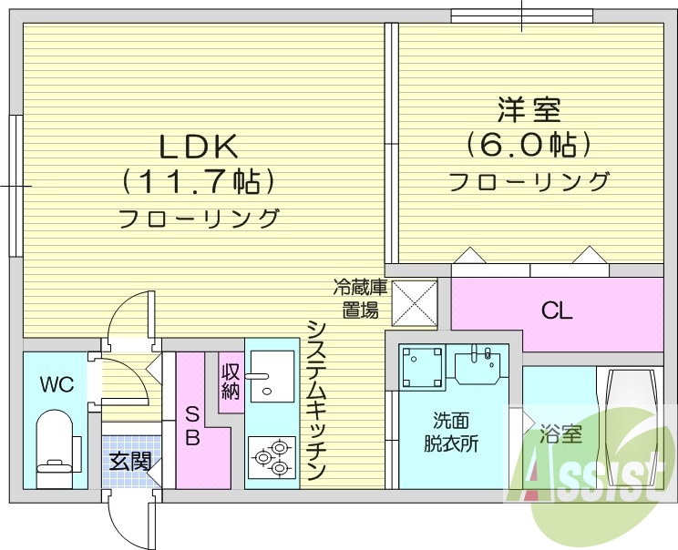 1LDK、エアコン、灯油暖房、シャワートイレ