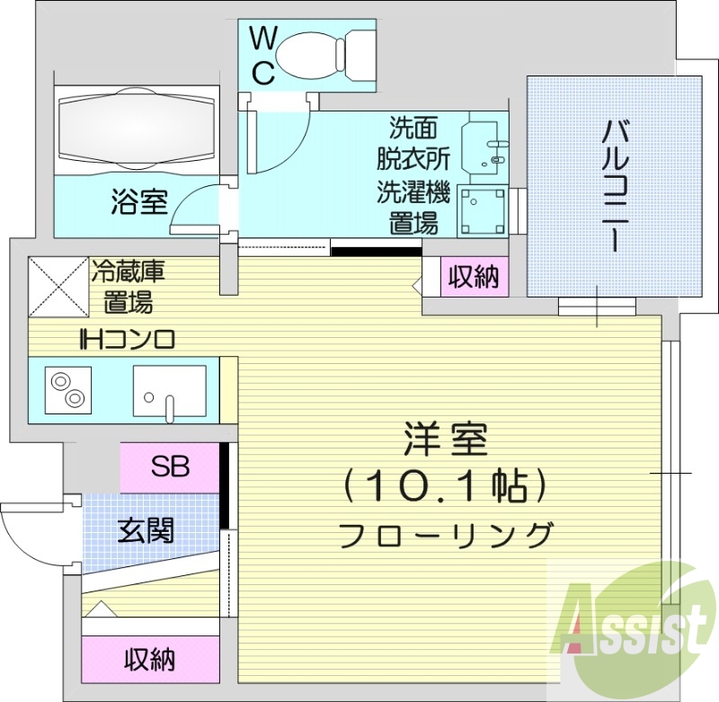1R、収納、洗濯機置場、暖房設備、オール電化