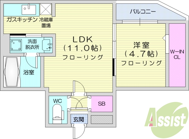 1LDK、エアコン、角部屋、ネット無料、オートロック