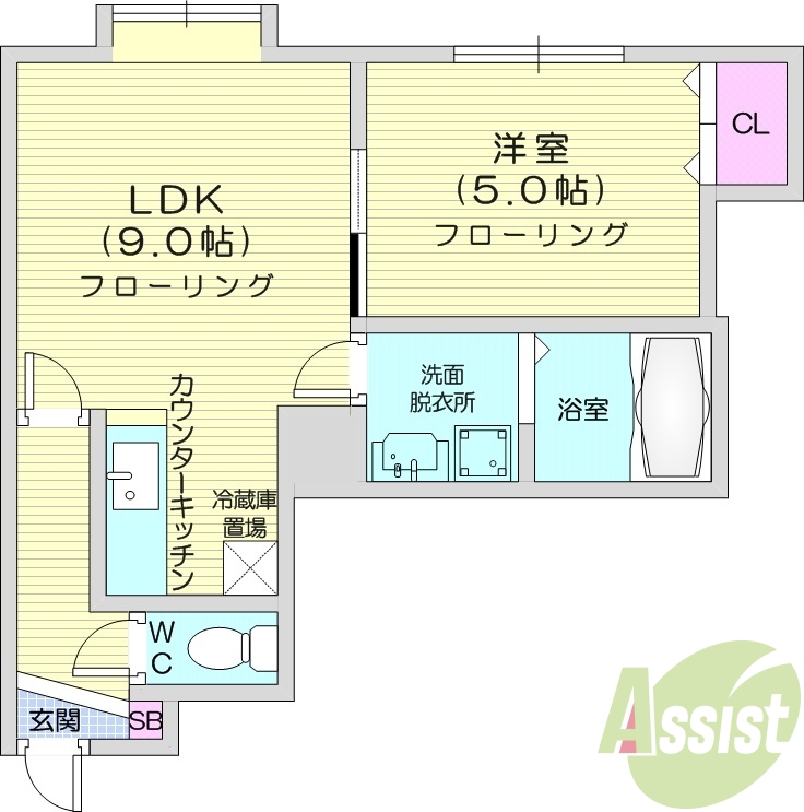 1LDK、エアコン、灯油暖房、角部屋、モニターホン