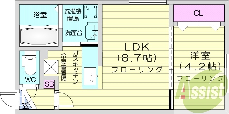 1LDK、エアコン、独立洗面台、灯油暖房、シャワートイレ