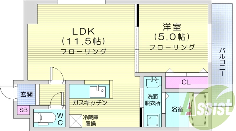 1LDK、エアコン、灯油暖房、ネット無料