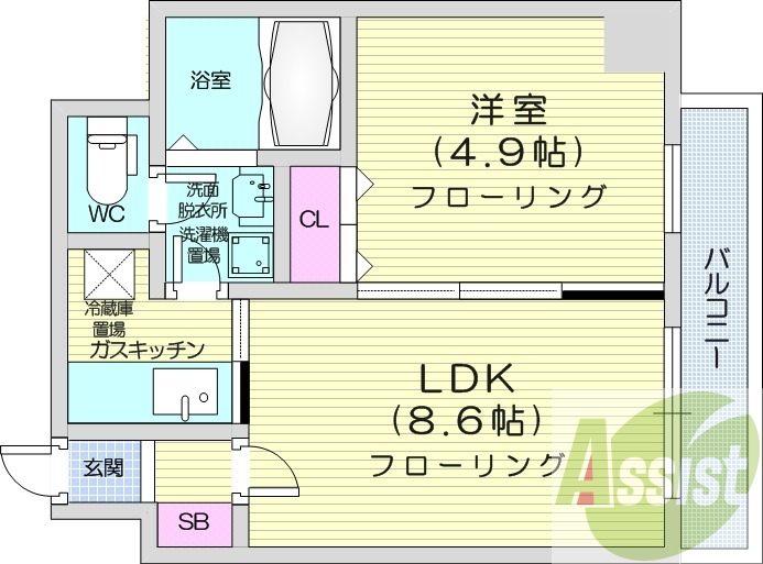 1LDK、収納、エアコン、灯油暖房、ネット無料
