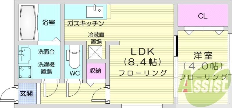1LDK、クローゼット、灯油暖房、ネット使用料不要