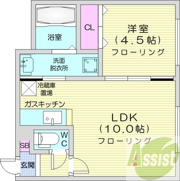 1LDK、オートロック、宅配BOX、ネット使用料不要