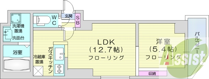 1LDK、灯油FF暖房、独立洗面台、オートロック