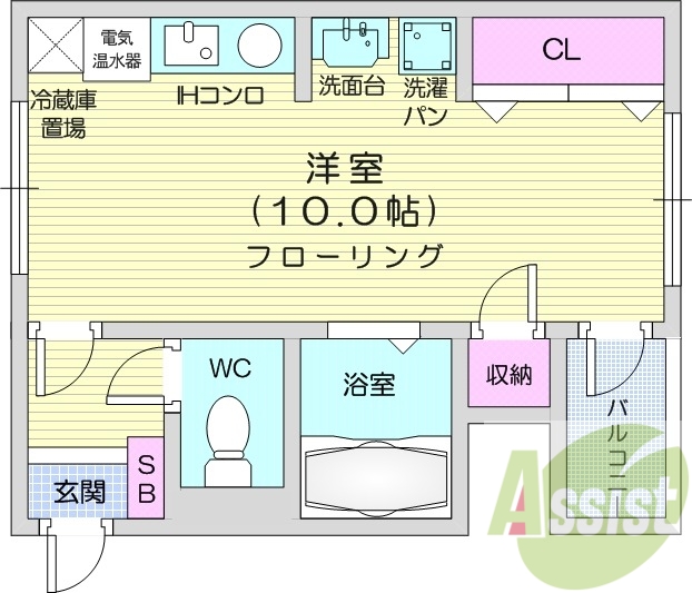 1R、独立洗面台、室内洗濯機置場、バストイレ別