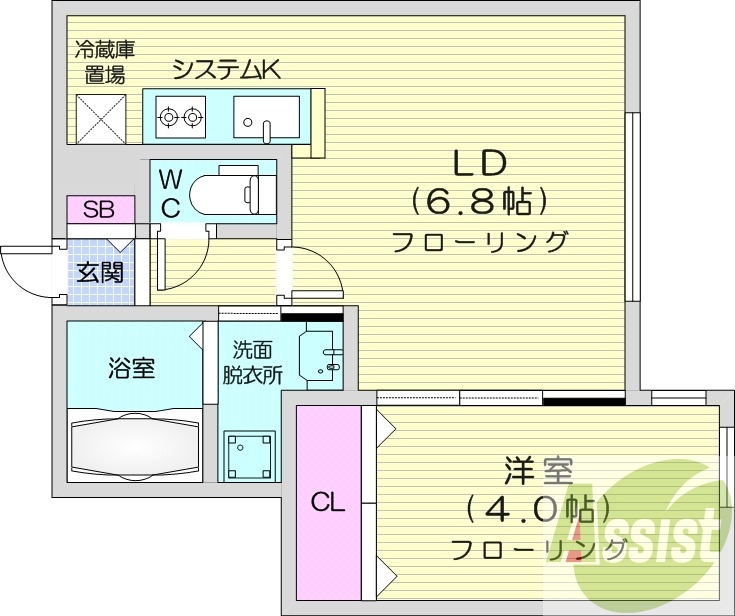 1LDK、エアコン、ガス暖房、ネット無料
