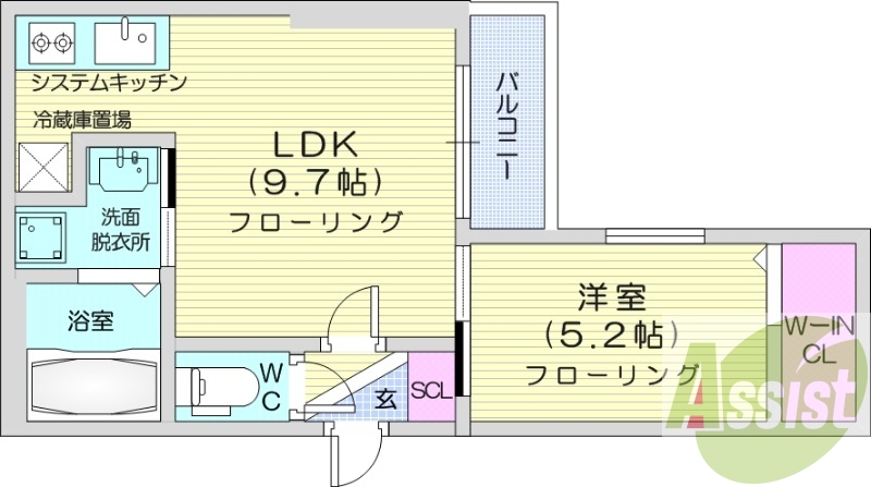 1LDK、浴室乾燥機、都市ガス、エアコン