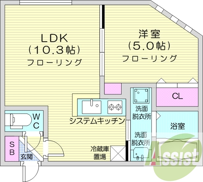 1LDK、都市ガス、ネット無料、エアコン、オートロック