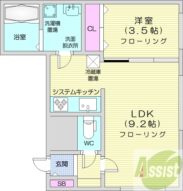 1LDK、エアコン、システムキッチン、灯油暖房、ネット無料