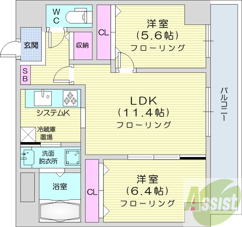 2LDK、エアコン、灯油暖房、オートロック
