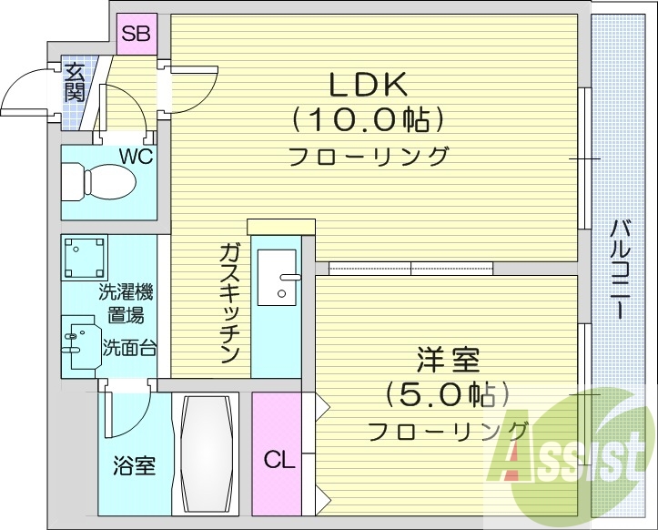 1LDK、エアコン、ネット無料、オートロック、収納