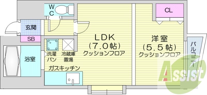 1DK、灯油FF暖房、オートロック、光ファイバー