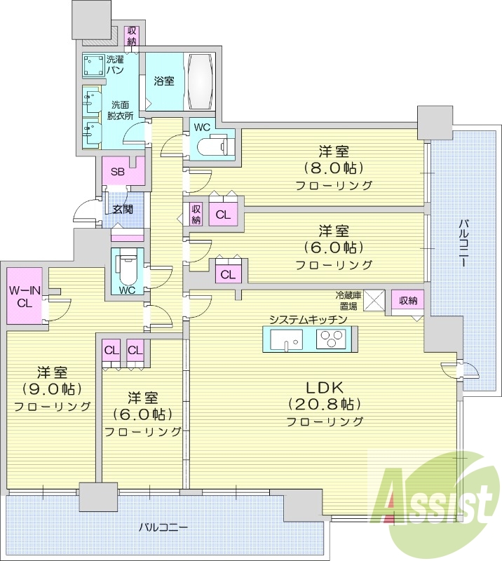 4LDK、アイランドキッチン、ウォークインクローゼット