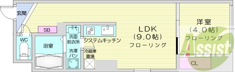 1LDK、オール電化、バストイレ別、宅配ボックス