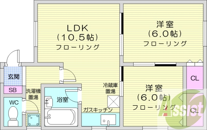2LDK、駐車場付き、角部屋、トランクルーム