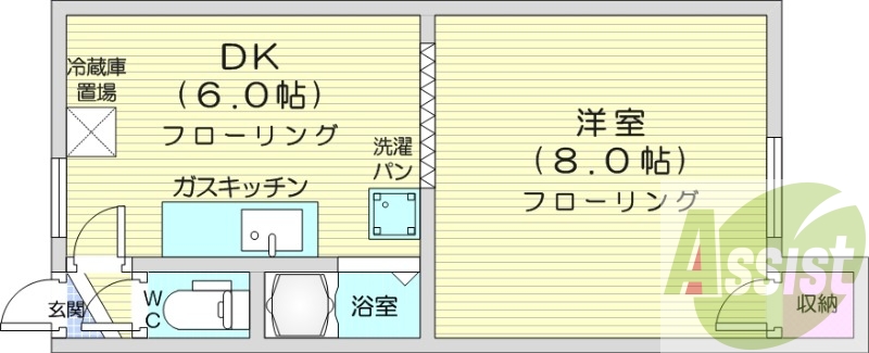 1DK、ロードヒーティング、ネット使用料不要