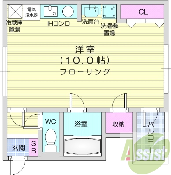 1R、独立洗面台、室内洗濯機置場、バストイレ別