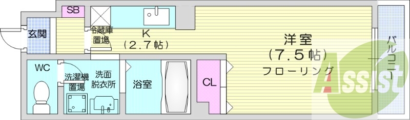 １K、エアコン、オートロック、ネット使用料不要