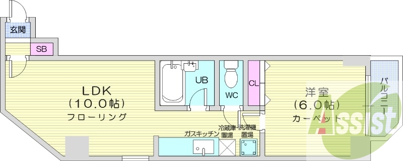 1LDK、オートロック、ウォシュレット、ネット無料