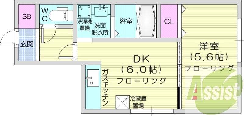 1DK、灯油暖房、角部屋、洗面化粧台、ペット可
