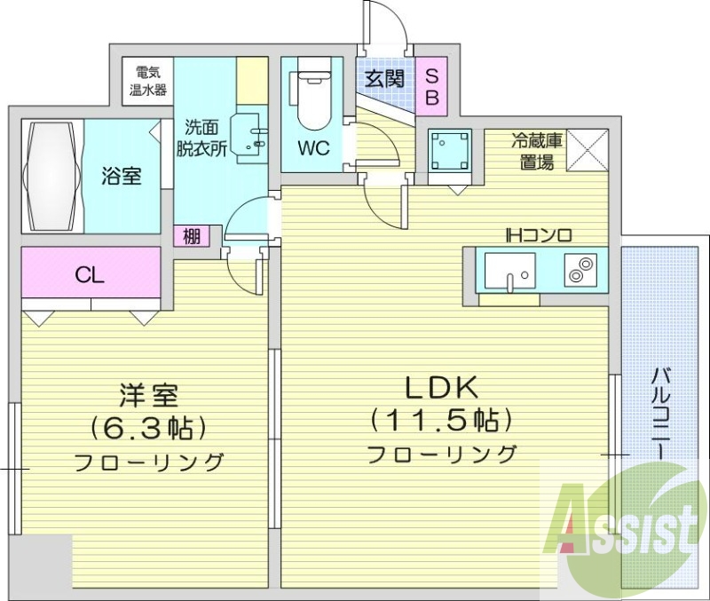 1LDK、クローゼット、バストイレ別、洗面脱衣所