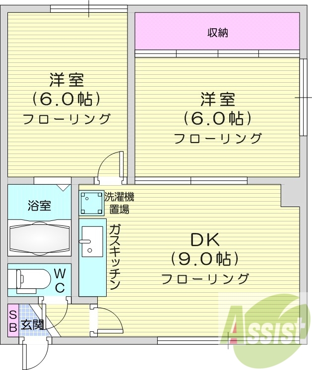 2DK、灯油暖房、風呂トイレ別、ロードヒーティング