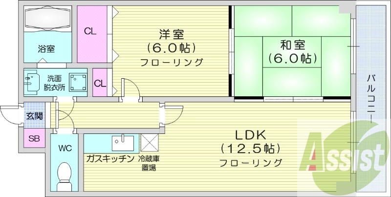 2LDK、ネット無料、独立洗面台、灯油暖房