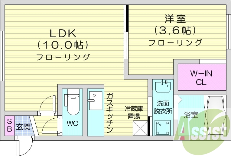 1LDK、ウォークインクローゼット、シャンプードレッサー